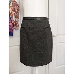 Rebecca Taylor lamb leather trim wool blend mini skirt size 6